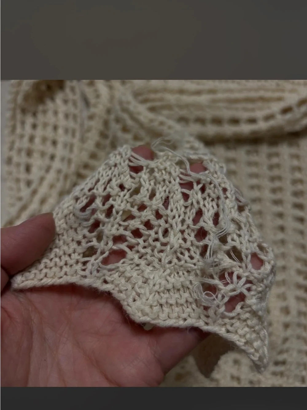 Free People Cream Crochet Open-Knit Scoop Sweater Top